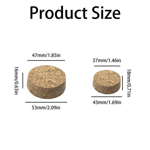Natural Oak Cork Stoppers Set, Tapered Wood Plugs For Wine And Beer Bottles, Jars And DIY Crafts, Two Size Options, Product Size Chart