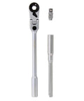 Flex Head Ratchet To T Handle Wrench 3 Piece Set One Quarter Inch Drive Small Ratchet Kit with Socket Extension and Adapter