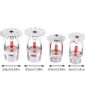 Badass 68 Celsius Fire Sprinkler Head Delivering Upright Or Down Ceiling Mount Flexibility For Snapping Straight To Half Or Three Quarter Inch Dn Fifteen Dn Twenty Pipes In Commercial Sites - chrome material and various sizes displayed.
