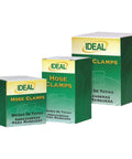 Hose clamps set of three boxes, IDEAL brand, 0.38–0.88 in range, green and yellow packaging