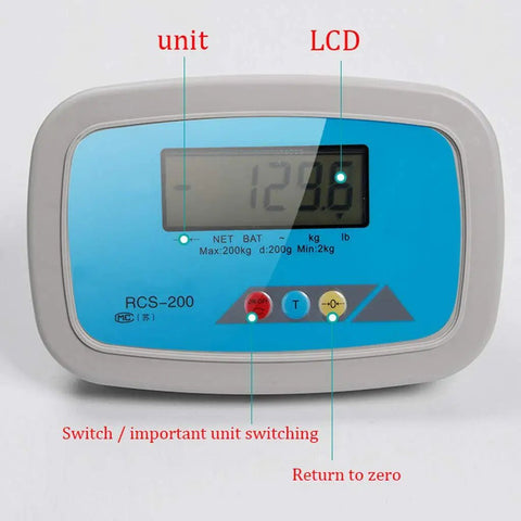 Hassle Free Heavy Duty Digital Floor Scale Waterproof Bench Platform Built Tough For Luggage Postal Shipping Foldable Design with clear LCD display.