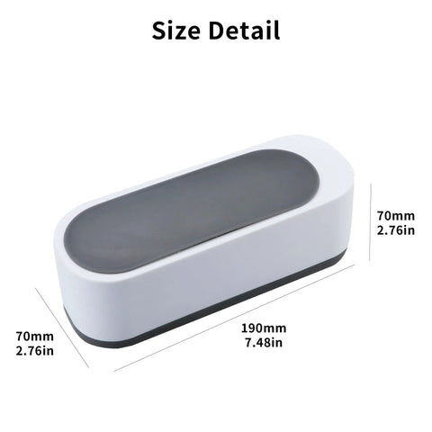 Ultrasonic Cleaner For Glasses Jewelry And Dentures Portable Small Desktop Machine dimensions with anti-slip base feature.