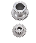 Heavy Duty Drop In Steel Duplicate Gear Set For Mini Lathes with two steel gears, designed for 2 speed transmission replacement.