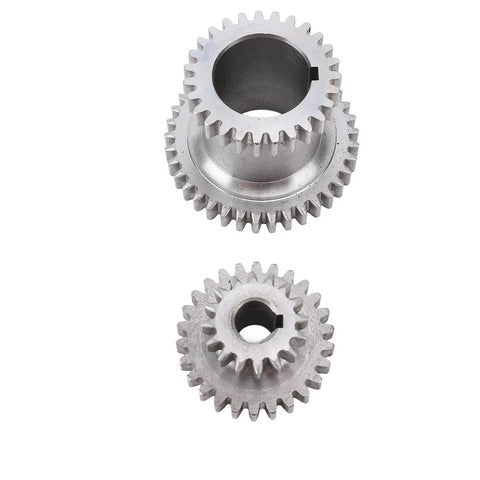 Heavy Duty Drop In Steel Duplicate Gear Set For Mini Lathes with two steel gears, designed for 2 speed transmission replacement.