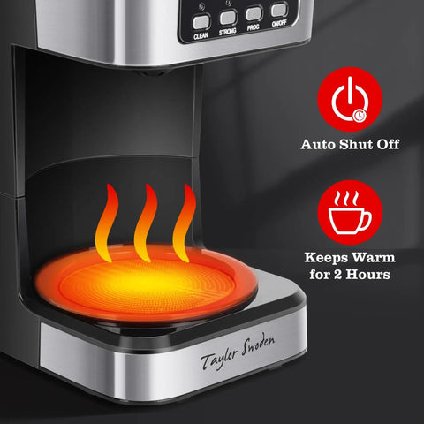 12 Cup Programmable Coffee Maker With LCD Display Brew Regular Or Strong Like A Pro For Home And Office Glass Carafe Auto Shut Off