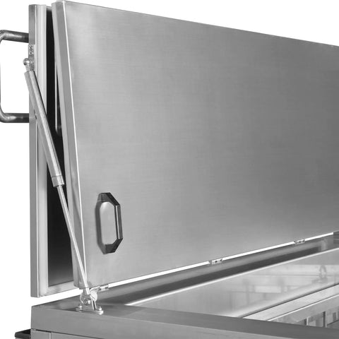 Top Shelf Ultrasonic Parts Washer Uses Rock Solid Three Phase Power To Blast stubborn oil grease and machining debris from metal tools.