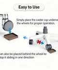 Heavy Duty Non Slip Furniture Pads For Hardwood Floors, 8 Pack Of 3 Inch Rubber Caster Cups, Anti Skid Floor Grip Keepers under desk wheels.
