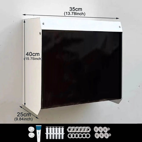 Heavy Duty EV Charger Cover Wall Mount Weatherproof Shield Rust Proof Metal Enclosure dimensions 35x40x25cm mounted on wall.