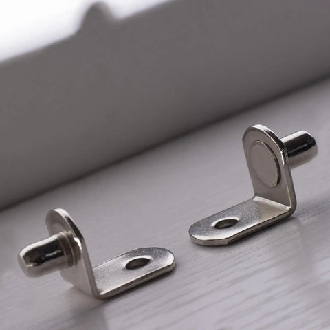 Solid As A Rock Metal Shelf Pegs 1 4 Inch L Shaped Support Brackets showing silver plated heavy duty pegs for cabinetry.