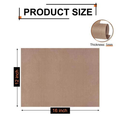 Product size diagram of 8 Pack Teflon Sheets For Heat Press 12 By 16 Inch Nonstick Craft Mats, shows dimensions and 1mm thickness details.