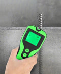 Electronic Wall Finder Detects Wood Metal Studs and Live Wire, handheld device with LCD display scanning concrete.