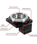 Heavy Duty Hollow Rotary Platform Serving Smooth 360 Degree Rotation With Rock Solid Stability For Motor Mounted Indexing Tables with labeled features.