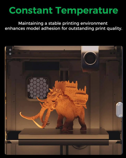 K1 SE And K2 SE 3D Printer Enclosure With Transparent Black Cover showcasing stabilized print temperature