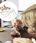 Watch Repair Kit With Stainless Steel Crown And Stem Set in use by a technician, close-up of winding repair process, tools displayed