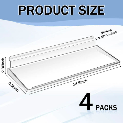 Four Pack Slatwall Shelves 14.5 By 5.9 Inches Dope Durable Plastic Floating Wall Mount Shelves For Retail Displays Garage Organization Home Storage Shoes And Boutique Showcases