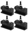 Four Piece Tool Post Holder Set For Turning, Facing And Boring Tasks With Piston Wedge Hardware, Pro Grade High Speed Steel CNC Fixture, Heavy Duty Machining Component For Industrial Lathe, four black 250-001 holders