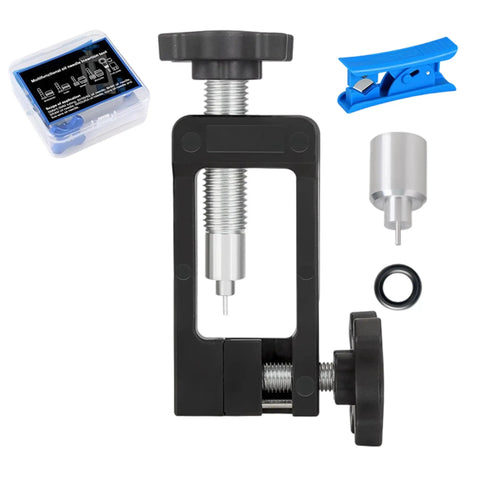 2 In 1 Bicycle Hydraulic Hose Cutter And Needle Driver Tool For MTB And Road Bikes, Olive Banjo Fitting Install, black and blue tools