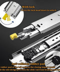 Close-up of 60 Inch Drawer Slides With Lock And Full Extension Tough As Nails Heavy Duty Rails, showing locking mechanism and rubber pad