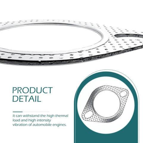Kickin Tail 2Pack Exhaust Manifold Gaskets Forged From Ultra Tough Stainless Steel, showing detail and design of gasket.