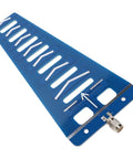 2.4GHz High Gain Directional Antenna With 13dBi Long Range WiFi Image Transmission For Remote Control Drones And Systems Narrow Radiation Angles 48 Degrees Elevation And 75 Degrees Azimuth, blue triangular antenna with connector.
