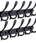 2 Pack Wall Mount Coat Rack Five Heavy Duty Hooks Solid Stainless Steel Build Built Different To Secure Hats Towels Robes, black hooks design