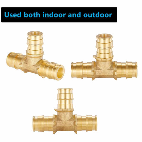 Half Inch Pex A Brass Tee Fitting Expansion Tee For Water Oil And Gas Systems 10 Pack Pro Grade Heavy Duty Tubing Connector