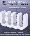 Image of 24 Pack PSU Wire Management Clips Kit in white, fitting 3mm to 3.5mm cables for ATX power cables organization.