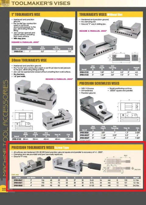 Precision Toolmaker Vise 2 Inch Wide Jaw 1 Inch Deep Jaw 2.5 Inch Opening Ultra High Precision 0.0002 Inch Accuracy Replaceable Jaws