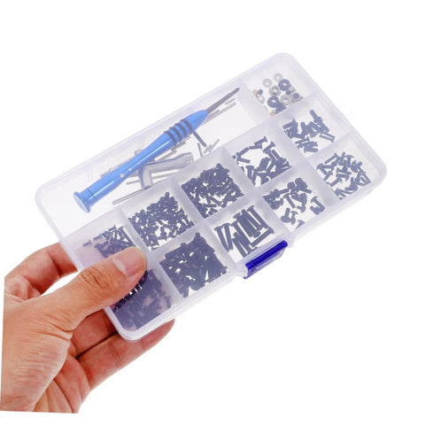 RC Repair Tool Set With Metric Screw Assortment Kit for RC Cars, including screws, bolts, nuts in a clear organized box