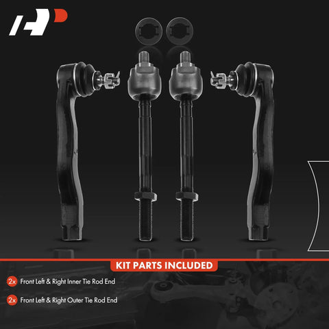 Front Inner And Outer Tie Rod End Kit For Honda CRV 1997 1998 1999 2000 2001 four-piece black steel steering parts