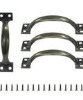 4 Pack Metal Door Handles 4 Inch Silver Rustic Gate Pulls with Screws for Outdoor, Garage, Cabinets, Drawers, Dresser