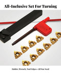 Pro Grade Lathe Threading Tool Holder Set SER1212H16 With Carbide Inserts And Wrench Rectangular Shank Secure Mount Alloy Steel Body