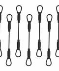Set of Six Pack 3mm Braided Stainless Steel Safety Lanyard Cables With Rubber Coated And Loops, 5.9 Inch Wire Rope