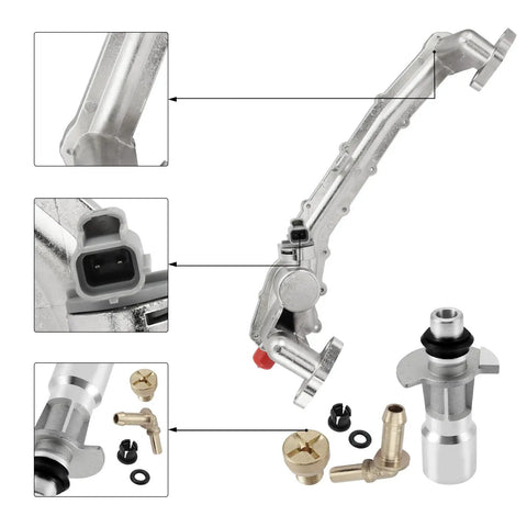 Beat Engine Stress Quickly With This Sturdy Aluminum Water Pump And Thermostat Housing Top Crossover Hose with fittings.