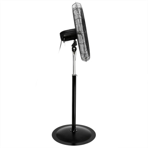 Side view of 30 Inch Industrial Heavy Duty Pedestal Oscillating Metal Stand Fan With All Metal Construction Powder Coated Rust Resistant Finish