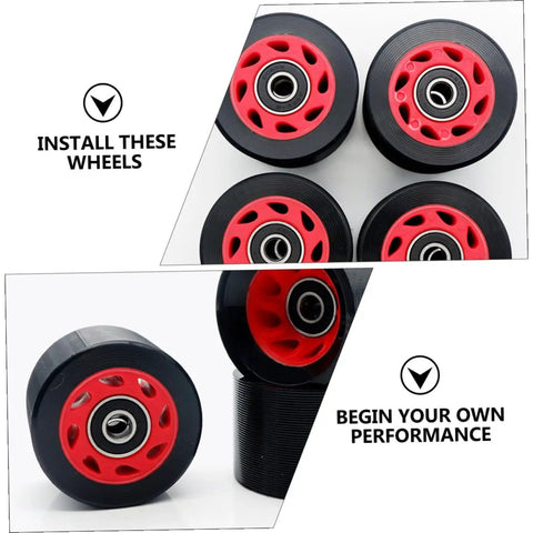 Double Row Roller Skating Wheels 95A PU Wear Resistant Inline and Quad Skates Replacement Parts Kit With Wrench 8 Piece Set