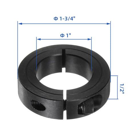 4 Pack Shaft Collar Set With 1 Inch Bore In 1045 Steel, Split Clamp-On Design With M4 Set Screws, 1-3/4 Inch Outer Diameter And 1/2 Inch Thick
