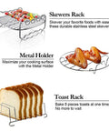Image of skewers rack, metal holder, and toast rack from Game Changing 11 Piece Air Fryer Accessories Kit With Recipe Cookbook.