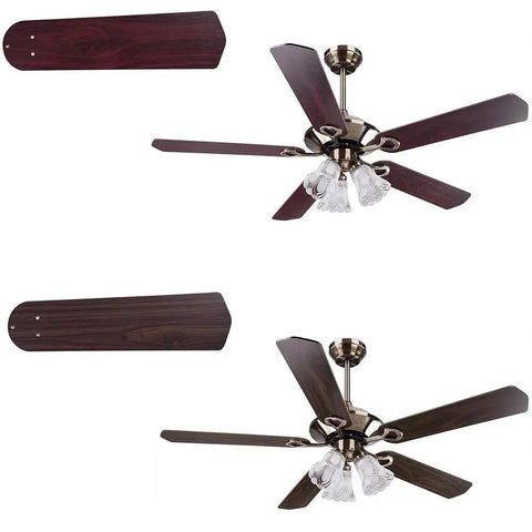 51 Inch Ceiling Fan With Light Kit And Remote, Farmhouse Vibe 5 Blade Copper Motor, Reversible Metal Blades