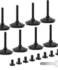 Eight M8 Adjustable Leveling Feet For Tables Sofas Cabinets And Workbenches Heavy Duty Built Tough And Stable Includes Eight Leveling Feet Eight T Nuts And One Wrench Great For Fixing Uneven Floors
