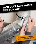Man using Industrial Grade Black Duct Tape Ultra Tough As Nails Half Inch By 60 Feet Waterproof UV Resistant for duct repair.