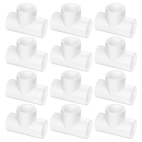 12 Pack 1 Inch PVC Tee Pipe Fittings 3 Way Socket To Socket Schedule 40 PVC Connectors for plumbing and DIY projects