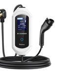 Portable Level 2 EV Charger 40A 240V With 25 Plus 2 Ft Cable NEMA 14 50 Plug LCD Display With App Control visible