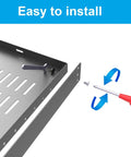 Installing 1U Universal Server Rack Shelf For 19-Inch Racks, 10-Inch Deep, Steel Ventilated Cantilever Tray with screwdriver and screws