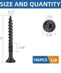 Eight By One And One Quarter Inch Heavy Duty Black Deck Screws Torx Drive With T25 Bit For Outdoor Wood Decking And Fencing Rust Resistant 1 Lb 186 Pieces