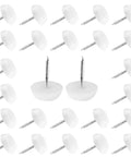 60 Pack White Nylon Furniture Sliders Round 16mm Glide Pads with metal nails for smooth floor protection.