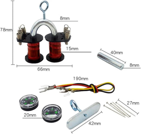 Electromagnetism Experiment Kit For School Labs, Hands On Magnetic Field Builder With Dual Coil Electromagnet, 1.5 Volt