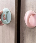 8 Pack Self Adhesive Wardrobe Handles For Cabinets And Drawers No Drill Punch Free Easy Stick On Door Knobs with pink and blue surfaces