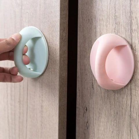 8 Pack Self Adhesive Wardrobe Handles For Cabinets And Drawers No Drill Punch Free Easy Stick On Door Knobs with pink and blue surfaces
