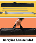 Heavy Duty Adjustable X Banner Stand With Sturdy Aluminum Frame And Durable Travel Case with carrying bag and setup tools.